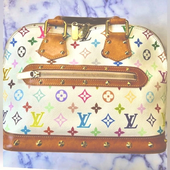 EUC Louis Vuitton MultiColor Murakami Alma w Vachetta - Picture 1 of 2
